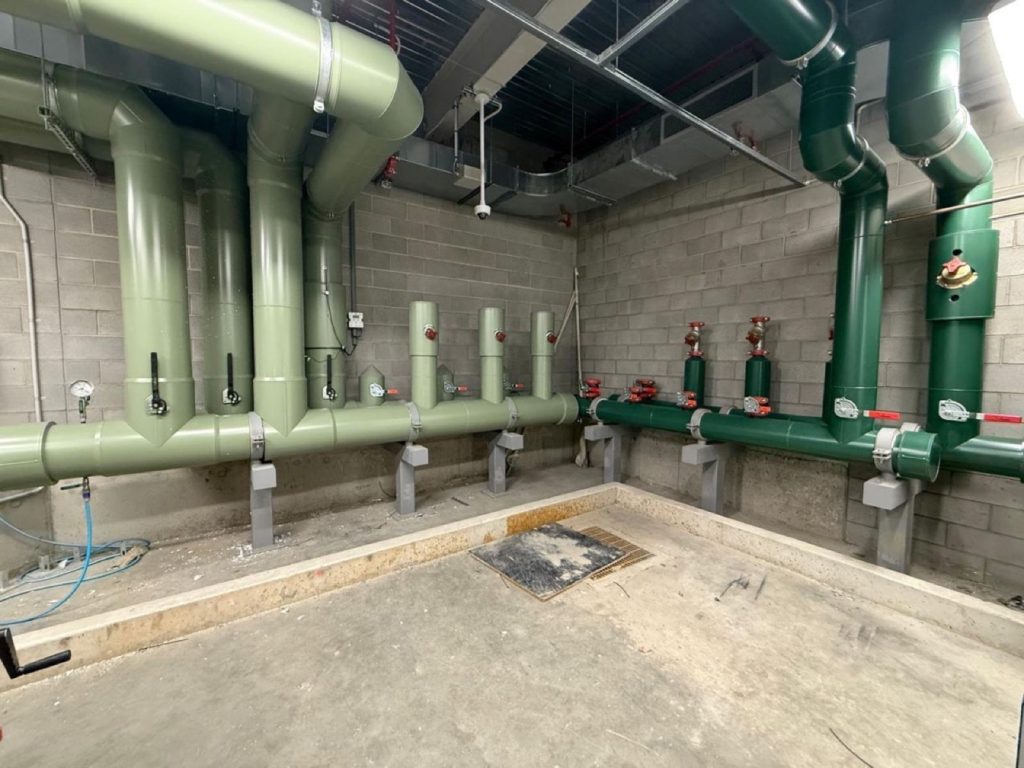 Colour coded Colorbond pipework